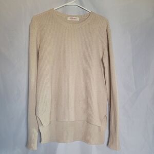 Organic John Patrick Oatmeal Crewneck Hi Low Sweater Women's Size S Wool Blend